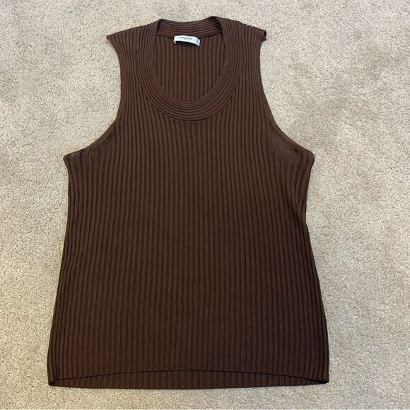 MANGO brown knit tank top Sz M - Picture 4 of 9